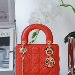 Migliore Repliche Dior Mini Borsa Lady Dior Cannage Rosso Economiche Outlet Online