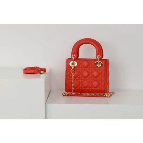 Migliore Repliche Dior Mini Borsa Lady Dior Cannage Rosso Economiche Outlet Online