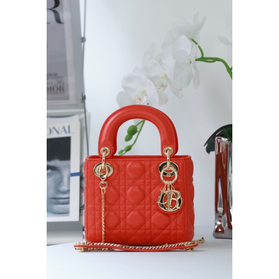 Migliore Repliche Dior Mini Borsa Lady Dior Cannage Rosso Economiche Outlet Online