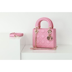 Perfette Qualità Repliche Dior Mini Borsa Lady Dior Cannage Rosa Imitazione