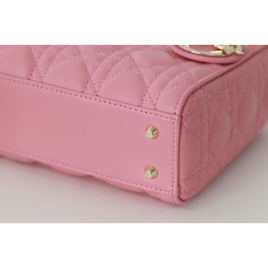 Perfette Qualità Repliche Dior Mini Borsa Lady Dior Cannage Rosa Imitazione