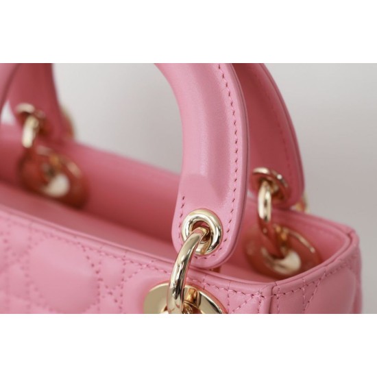 Perfette Qualità Repliche Dior Mini Borsa Lady Dior Cannage Rosa Imitazione