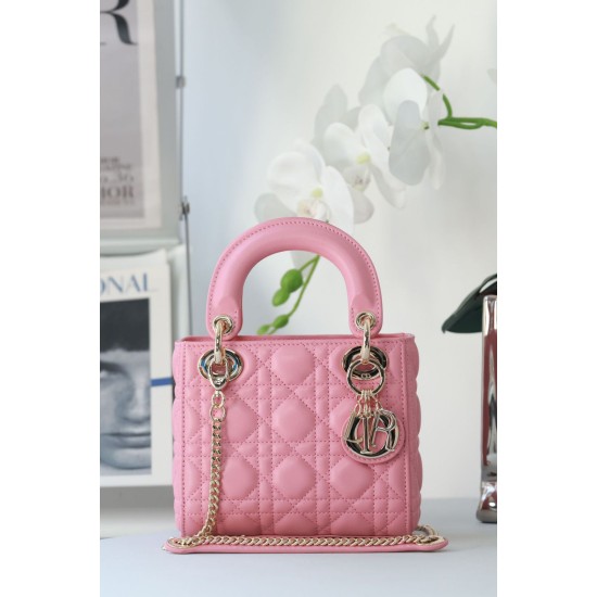 Perfette Qualità Repliche Dior Mini Borsa Lady Dior Cannage Rosa Imitazione