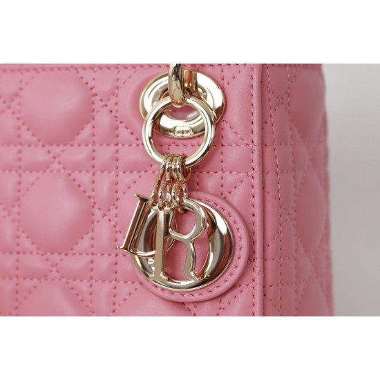 Perfette Qualità Repliche Dior Mini Borsa Lady Dior Cannage Rosa Imitazione