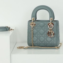 Migliore Repliche Dior Mini Borsa Lady Dior Cannage Blu Economiche Outlet Online