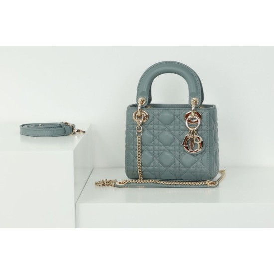Migliore Repliche Dior Mini Borsa Lady Dior Cannage Blu Economiche Outlet Online