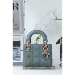 Migliore Repliche Dior Mini Borsa Lady Dior Cannage Blu Economiche Outlet Online