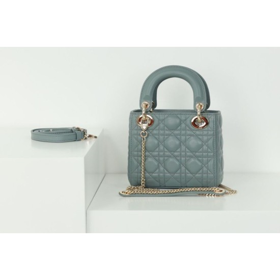 Migliore Repliche Dior Mini Borsa Lady Dior Cannage Blu Economiche Outlet Online