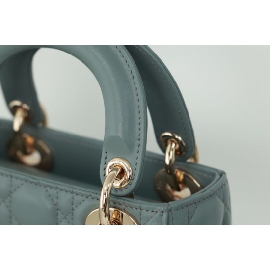 Migliore Repliche Dior Mini Borsa Lady Dior Cannage Blu Economiche Outlet Online