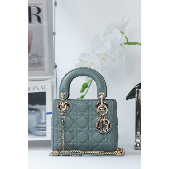 Migliore Repliche Dior Mini Borsa Lady Dior Cannage Blu Economiche Outlet Online