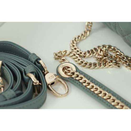 Migliore Repliche Dior Mini Borsa Lady Dior Cannage Blu Economiche Outlet Online