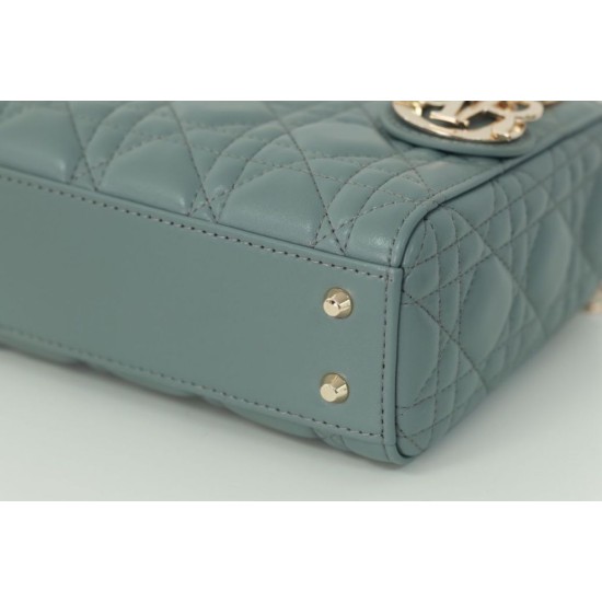 Migliore Repliche Dior Mini Borsa Lady Dior Cannage Blu Economiche Outlet Online