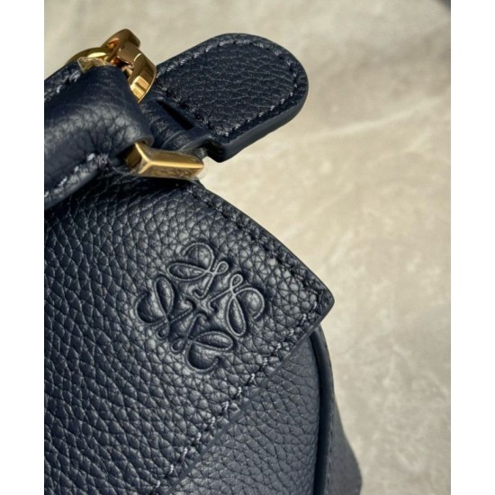 Replica Borsa Loewe Puzzle Mini Pelle di vitello granulata blu navy