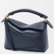 Replica Borsa Loewe Puzzle Mini Pelle di vitello granulata blu navy