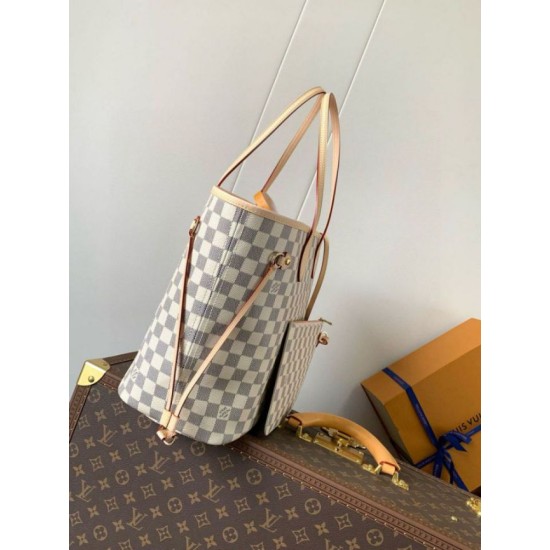 Migliore Repliche Borsa Louis Vuitton Neverfull MM Damier Azur Canvas N40603 Economiche Outlet Online