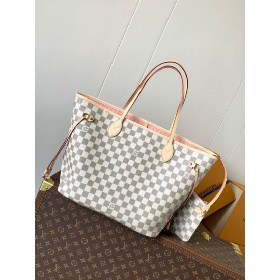 Migliore Repliche Borsa Louis Vuitton Neverfull MM Damier Azur Canvas N40603 Economiche Outlet Online