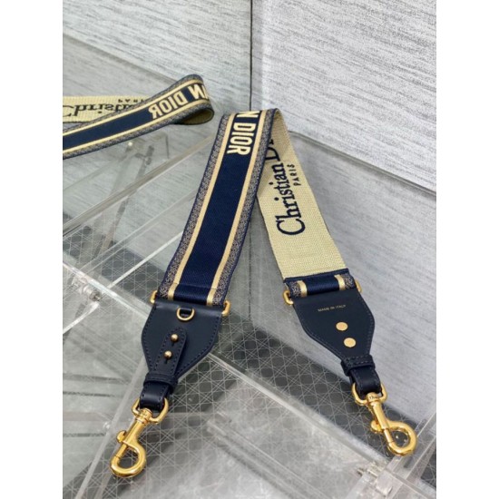 Replica perfetta Dior Tracolla con Ricamo Anello Tela Blu Imitazione Outlet Online