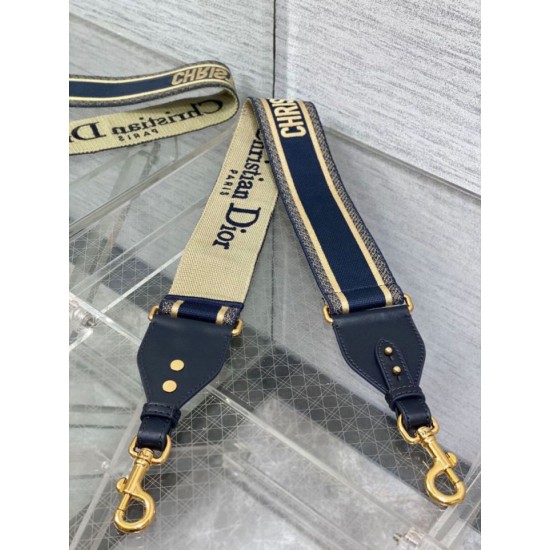 Replica perfetta Dior Tracolla con Ricamo Anello Tela Blu Imitazione Outlet Online