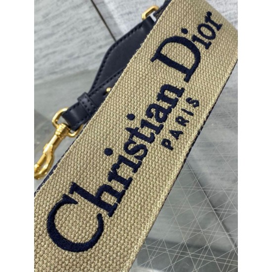 Replica perfetta Dior Tracolla con Ricamo Anello Tela Blu Imitazione Outlet Online
