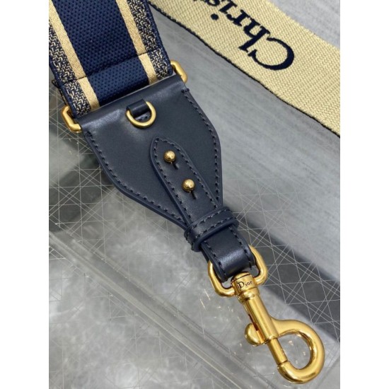 Replica perfetta Dior Tracolla con Ricamo Anello Tela Blu Imitazione Outlet Online