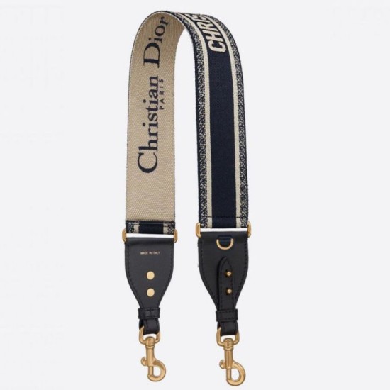 Replica perfetta Dior Tracolla con Ricamo Anello Tela Blu Imitazione Outlet Online