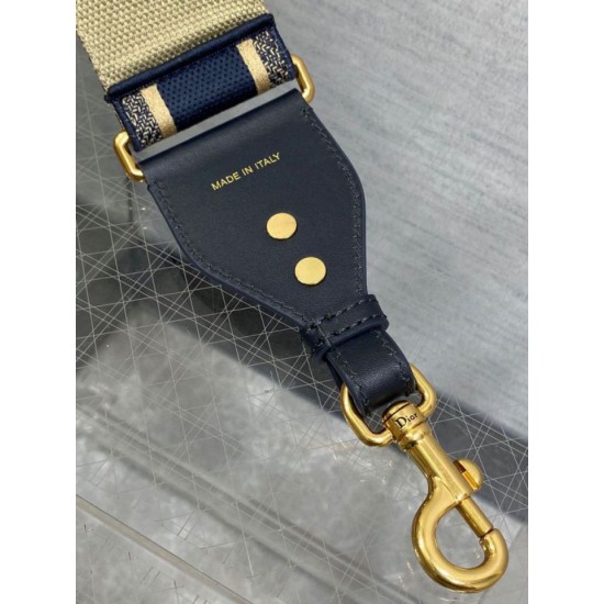 Replica perfetta Dior Tracolla con Ricamo Anello Tela Blu Imitazione Outlet Online