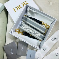 Migliore Repliche Dior Tracolla Regolabile con Ricamo Grigio Economiche Outlet Online