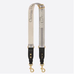 Migliore Repliche Dior Tracolla Regolabile con Ricamo Grigio Economiche Outlet Online