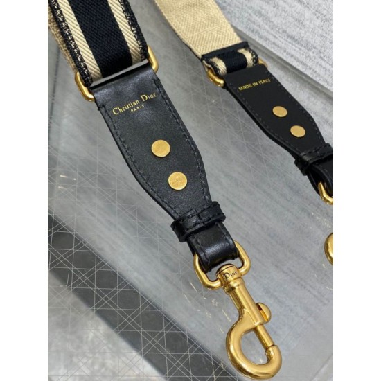 Migliore Repliche Dior Tracolla Regolabile con Ricamo Anello Nero Economiche Outlet Online