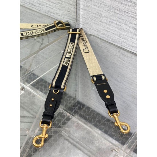 Migliore Repliche Dior Tracolla Regolabile con Ricamo Anello Nero Economiche Outlet Online