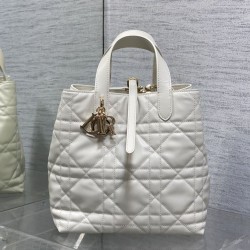 Migliore Repliche Borsa tote verticale Dior piccola/media Dior Toujours bianca Economiche Outlet Online