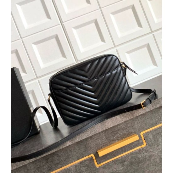 Perfette Qualità Repliche YSL saint Laurent Lou camera bag nera in vitello trapuntato Imitazione