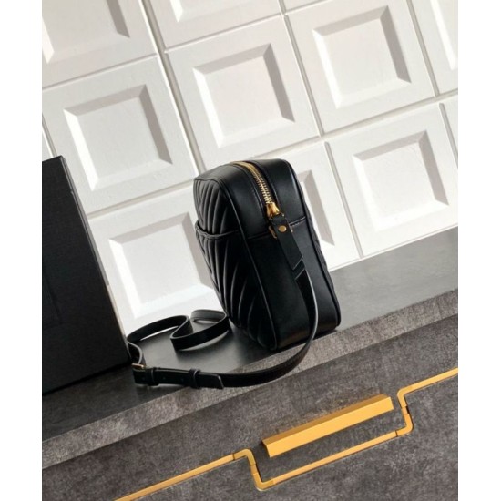 Perfette Qualità Repliche YSL saint Laurent Lou camera bag nera in vitello trapuntato Imitazione