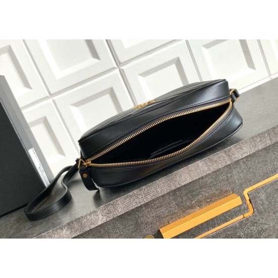 Perfette Qualità Repliche YSL saint Laurent Lou camera bag nera in vitello trapuntato Imitazione