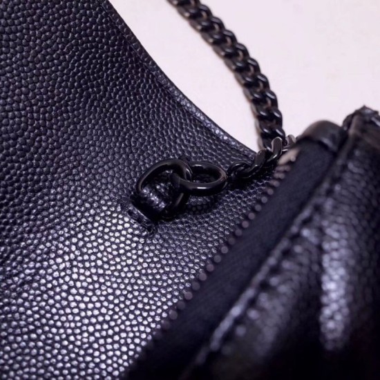 Migliore Repliche Portafoglio a catena Envelope YSL Saint Laurent WOC Tutto nero Economiche Outlet Online
