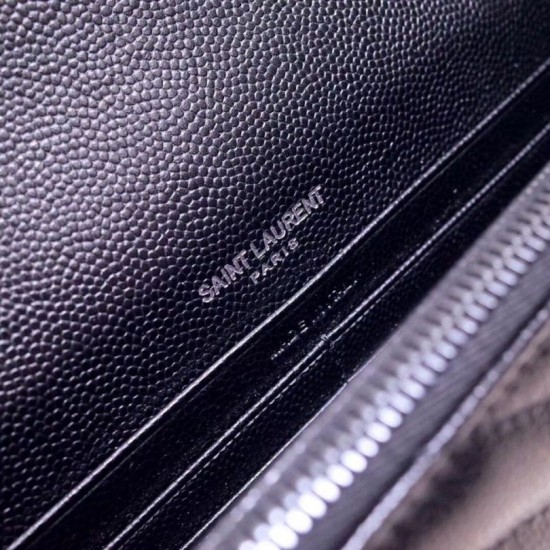 Migliore Repliche Portafoglio a catena Envelope YSL Saint Laurent WOC Tutto nero Economiche Outlet Online