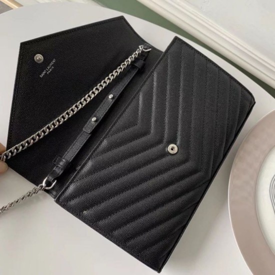 Perfette Qualità Repliche Portafoglio YSL Saint Laurent WOC Monogram Chain Noir Imitazione