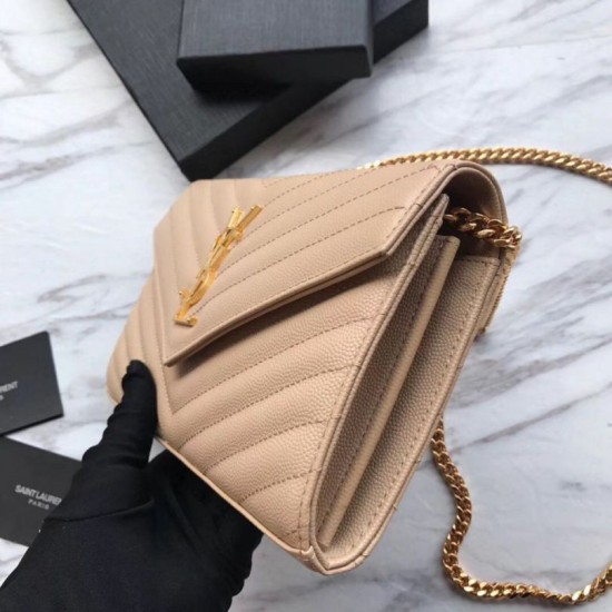 Miglior Falso Portafoglio YSL Saint Laurent WOC Monogram Chain Poudre Economiche Premium