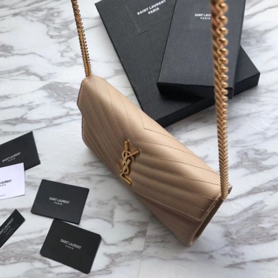 Miglior Falso Portafoglio YSL Saint Laurent WOC Monogram Chain Poudre Economiche Premium