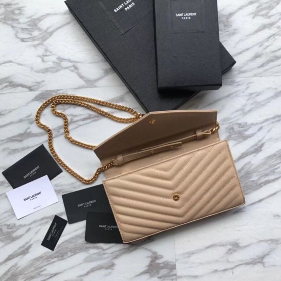 Miglior Falso Portafoglio YSL Saint Laurent WOC Monogram Chain Poudre Economiche Premium