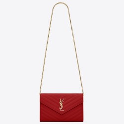 Perfette Qualità Repliche Portafoglio YSL Saint Laurent WOC Monogram Chain Rosso Imitazione