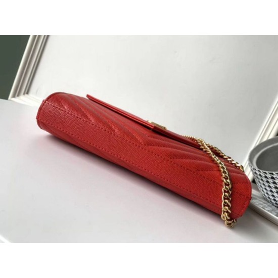 Perfette Qualità Repliche Portafoglio YSL Saint Laurent WOC Monogram Chain Rosso Imitazione