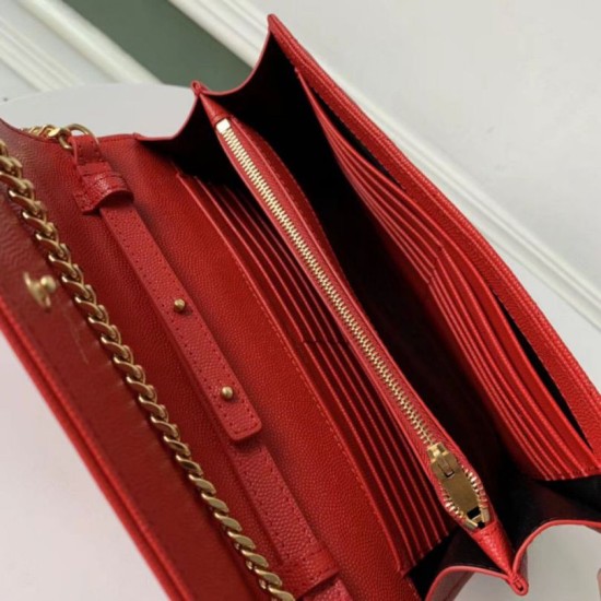 Perfette Qualità Repliche Portafoglio YSL Saint Laurent WOC Monogram Chain Rosso Imitazione