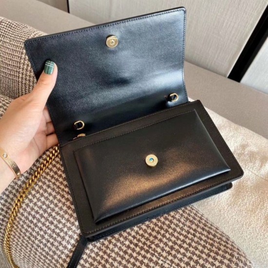 Perfette Qualità Repliche Portafoglio a catena Sunset YSL Saint Laurent WOC Nero Imitazione