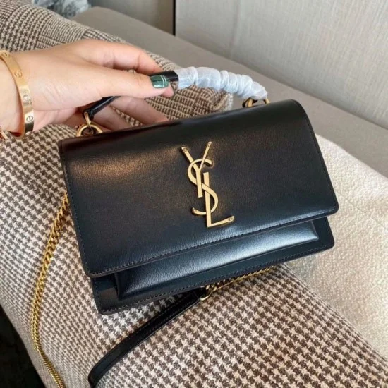 Perfette Qualità Repliche Portafoglio a catena Sunset YSL Saint Laurent WOC Nero Imitazione