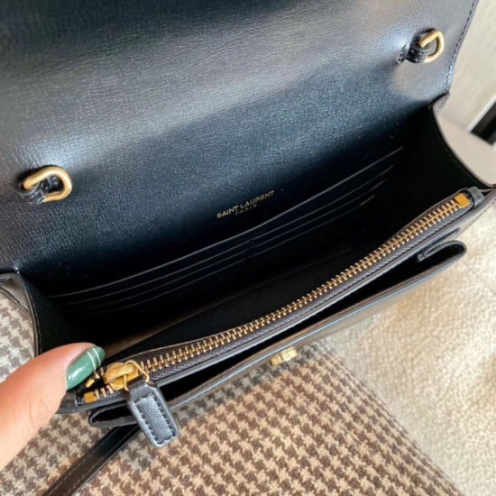 Perfette Qualità Repliche Portafoglio a catena Sunset YSL Saint Laurent WOC Nero Imitazione