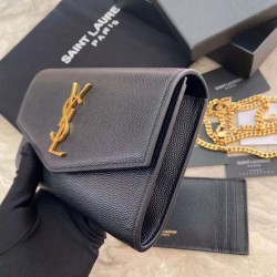 Perfette Qualità Repliche Portafoglio YSL Saint Laurent WOC Uptown Chain Nero Imitazione