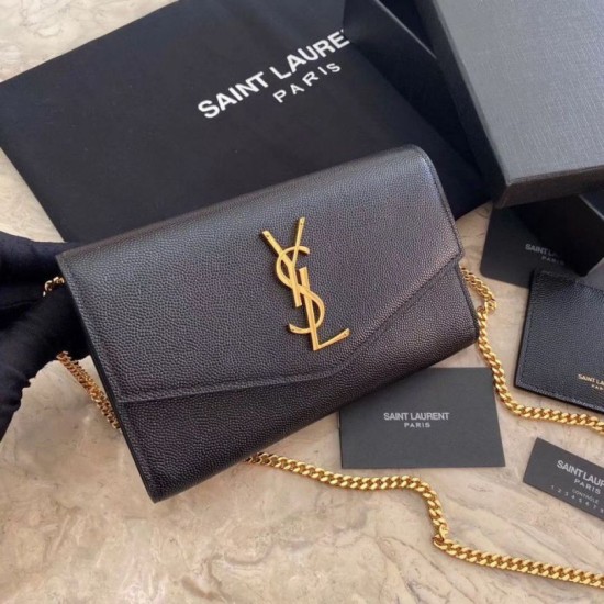 Perfette Qualità Repliche Portafoglio YSL Saint Laurent WOC Uptown Chain Nero Imitazione