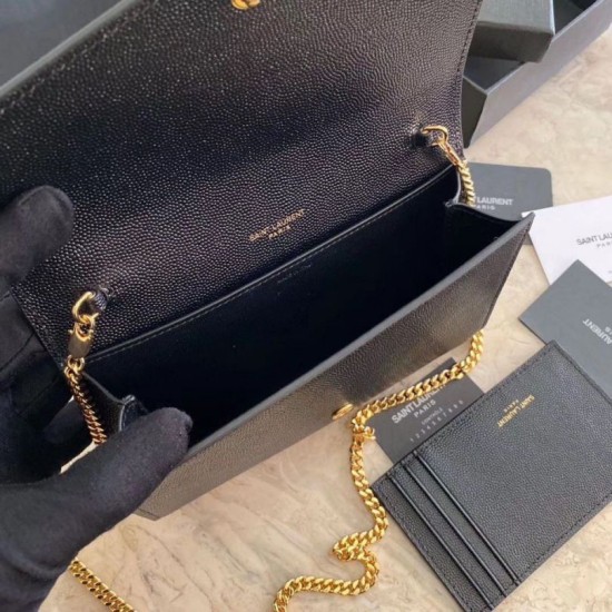 Perfette Qualità Repliche Portafoglio YSL Saint Laurent WOC Uptown Chain Nero Imitazione