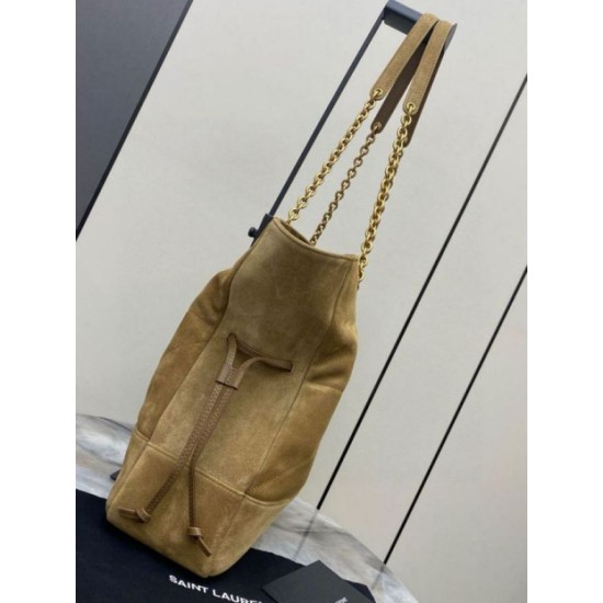 Replica perfetta Borsa shopping YSL Saint Laurent Jamie 4.3 Pochon grande foglia oro camoscio marrone Imitazione Outlet Online